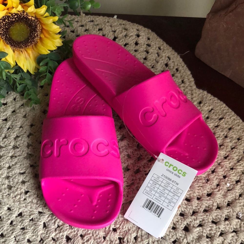 CROCS Women’s Slide Sandals in Hot Pink